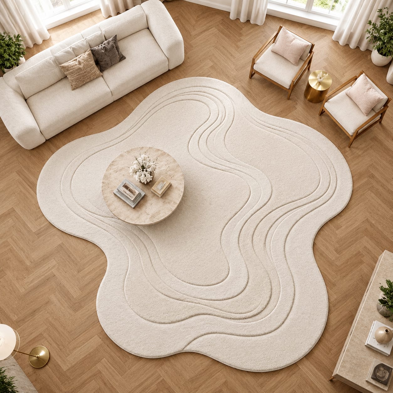 Luxury Hand-Tufted Wool Abstract Wave Rug | Zora Carpet view 6