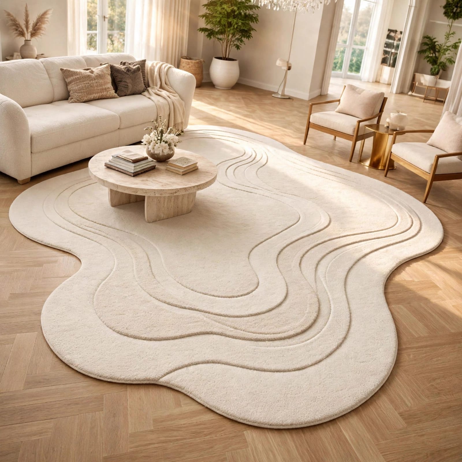 Luxury Hand-Tufted Wool Abstract Wave Rug | Zora Carpet view 2