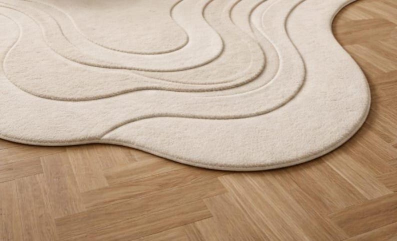 Luxury Hand-Tufted Wool Abstract Wave Rug | Zora Carpet view 7