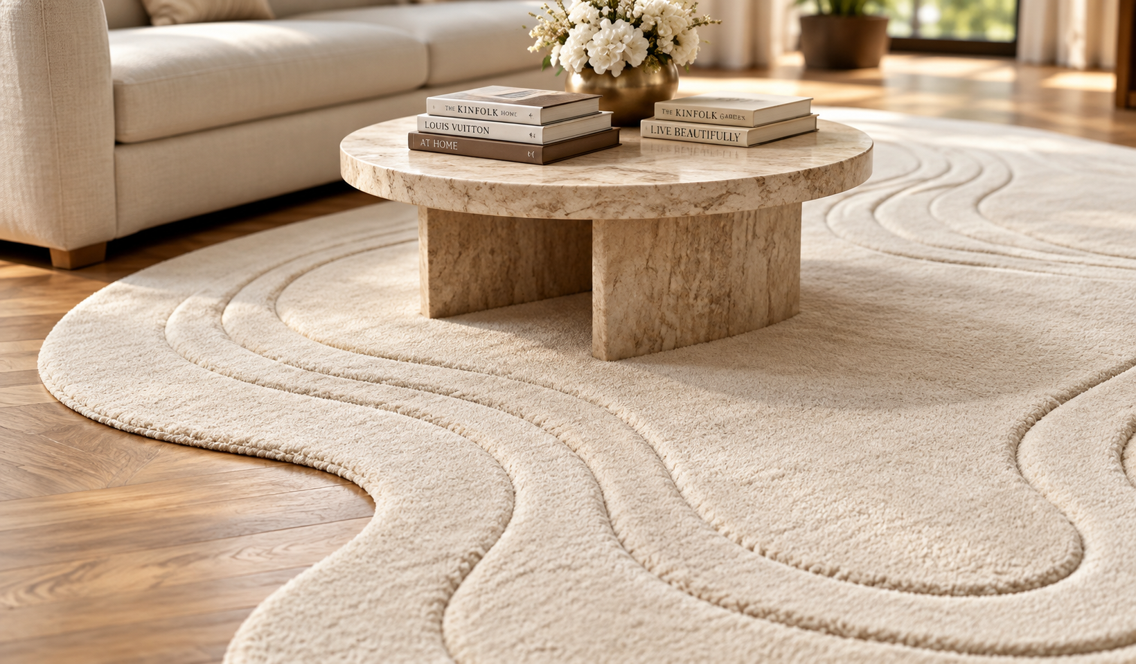 Luxury Hand-Tufted Wool Abstract Wave Rug | Zora Carpet view 8