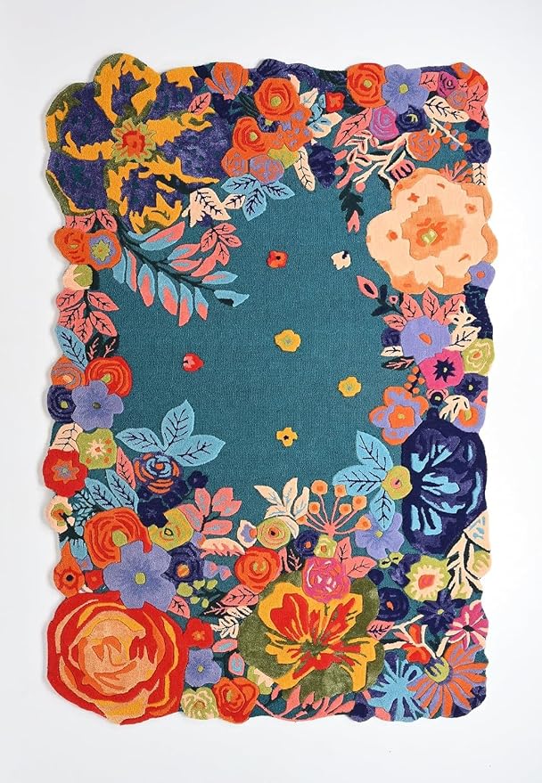 Hand-Tufted Floral Wool Rug - Multicolor Botanical Statement Rug