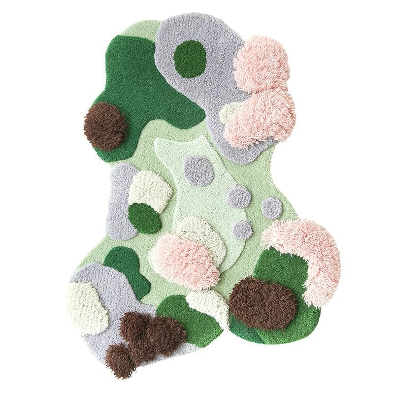 Organic Bloom Hand-Tufted Wool Rug - Irregular Shape Abstract Organic.