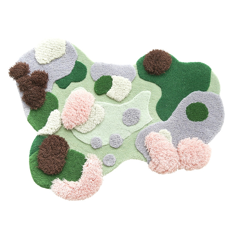 Organic Bloom Hand-Tufted Wool Rug - Irregular Shape Abstract Organic. view 6