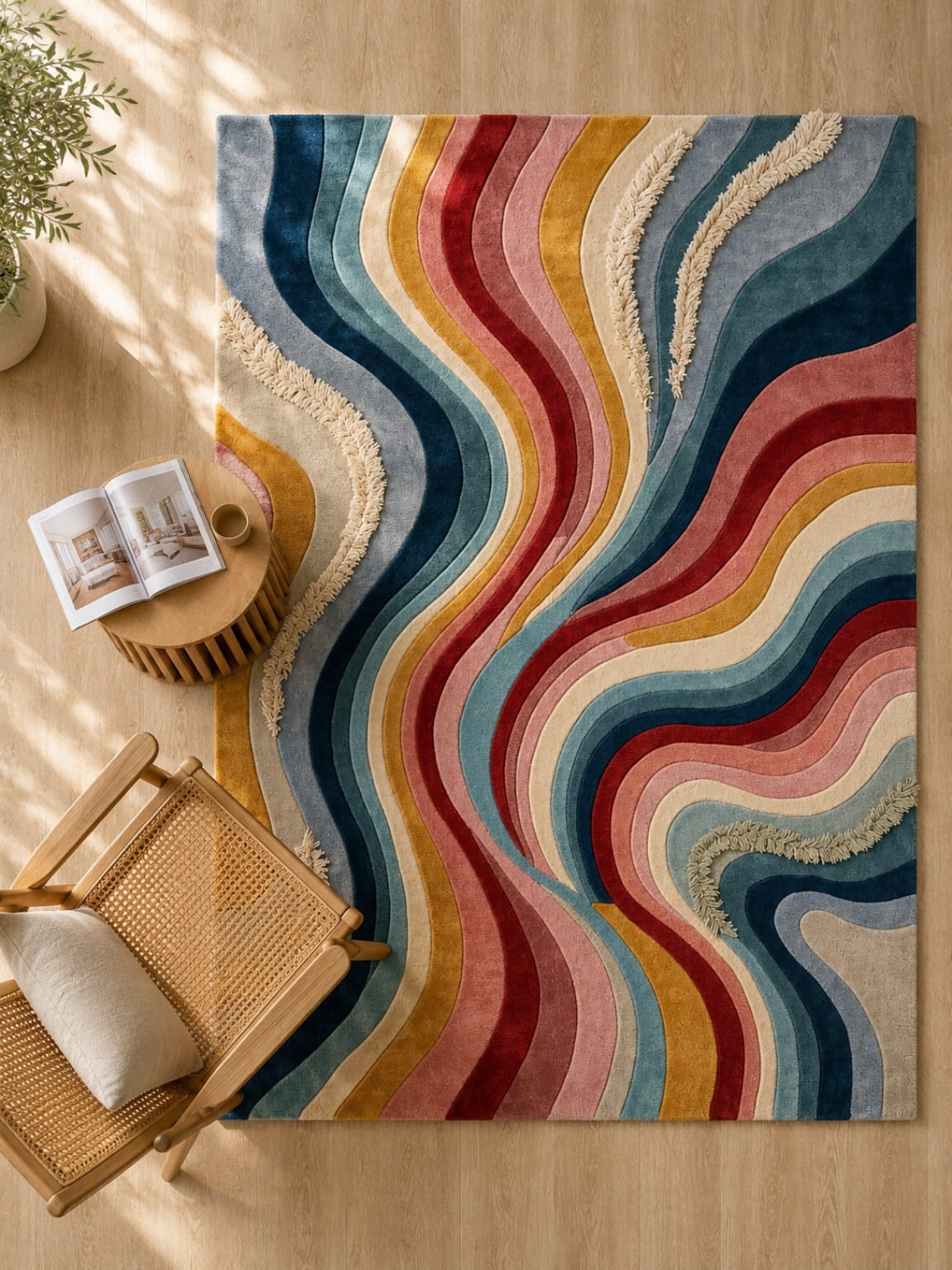 Abstract Flow Wave Wool Rug view 3