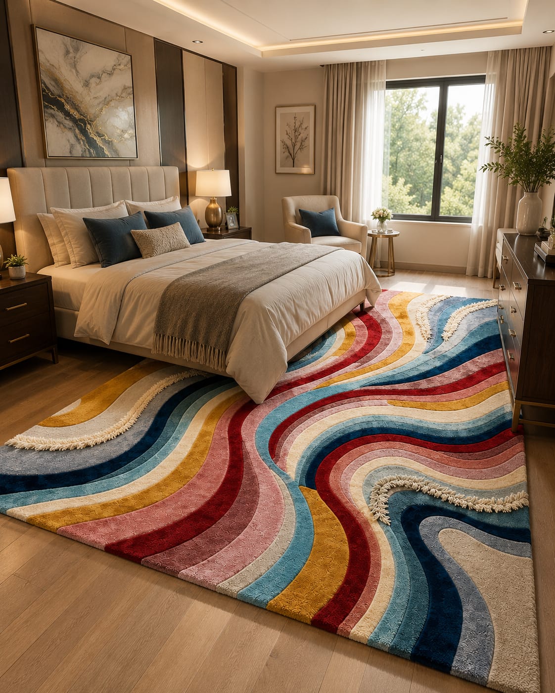 Abstract Flow Wave Wool Rug view 4