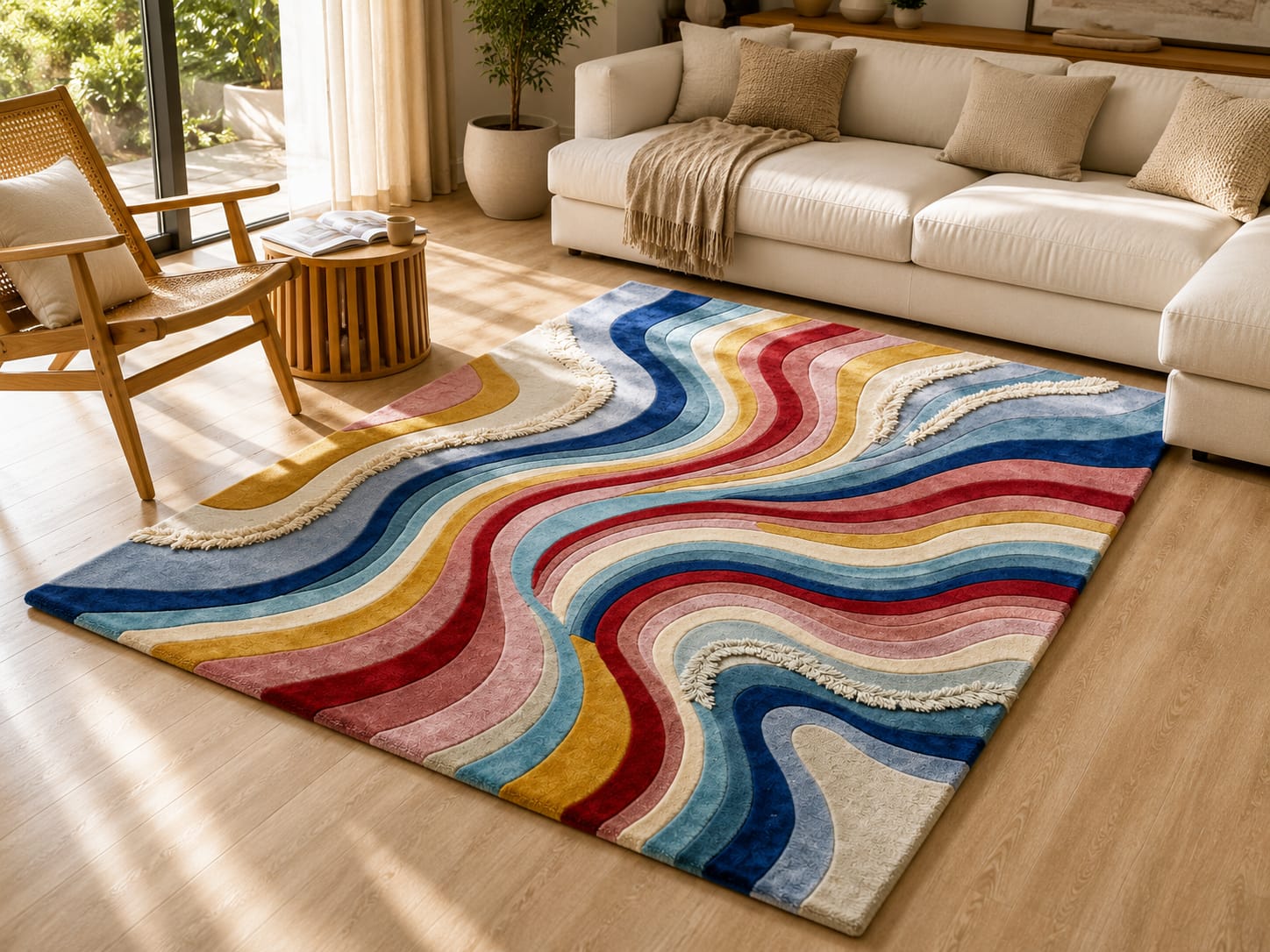 Abstract Flow Wave Wool Rug view 5