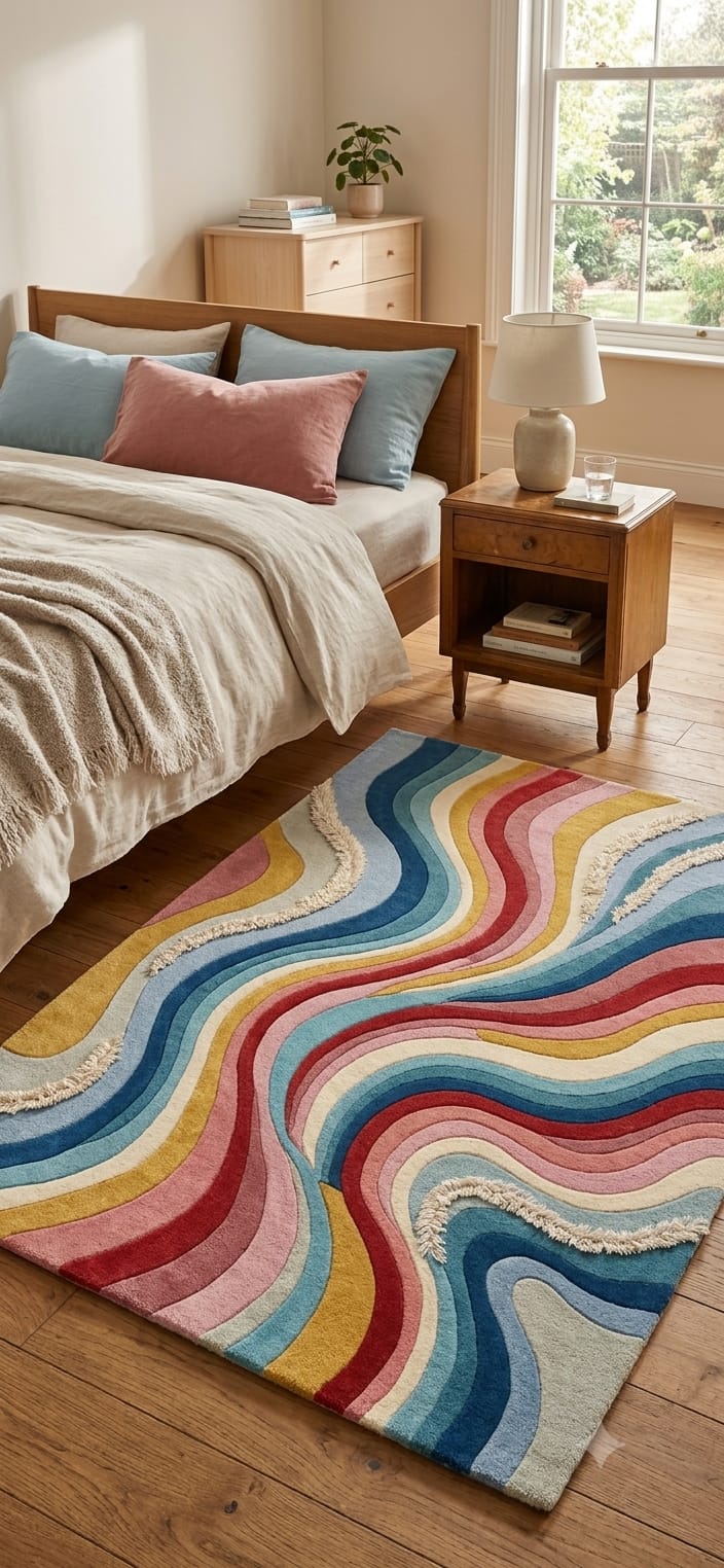 Abstract Flow Wave Wool Rug view 7