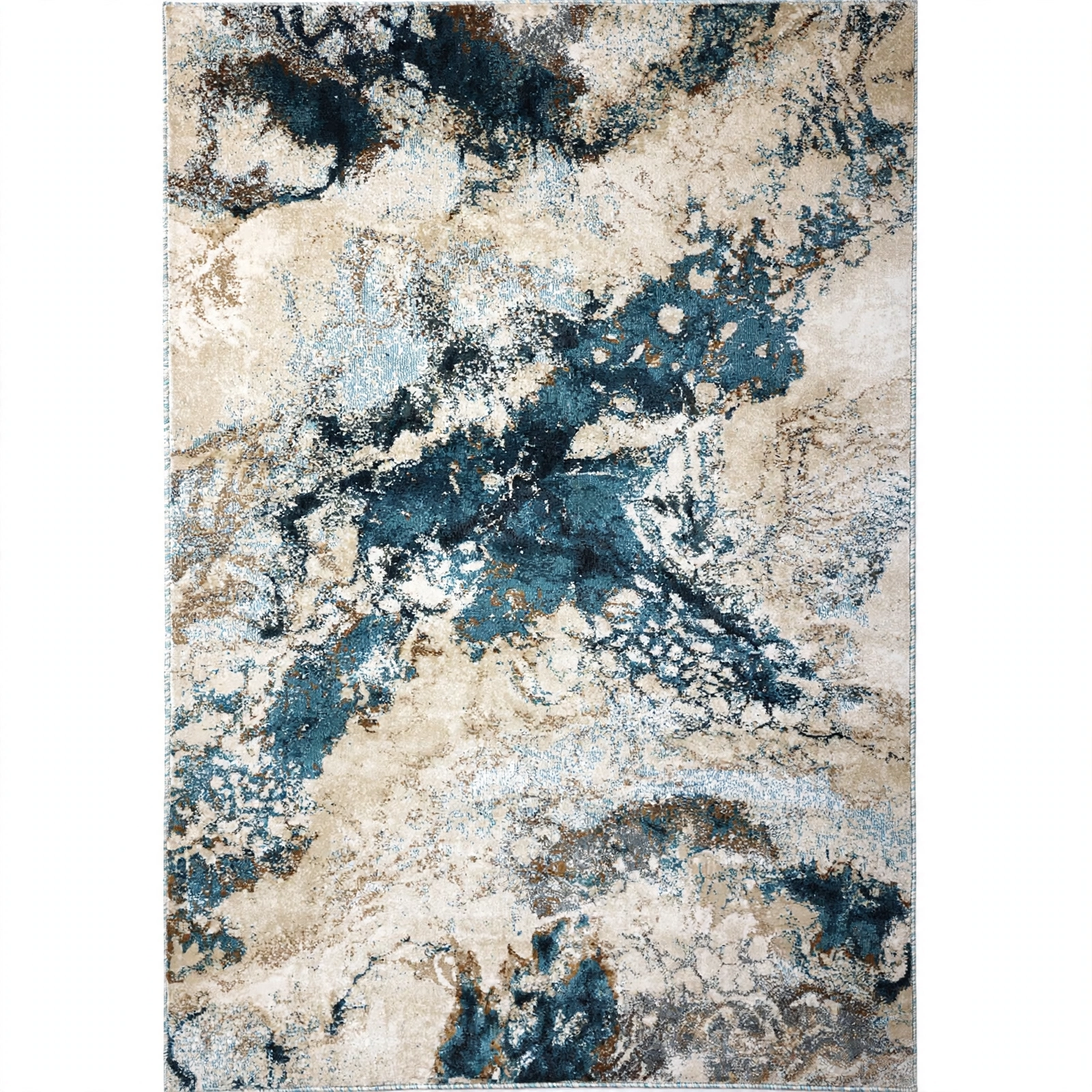 Astra-Abstract Marble Art Silk Wool Carpet | Ocean Blue