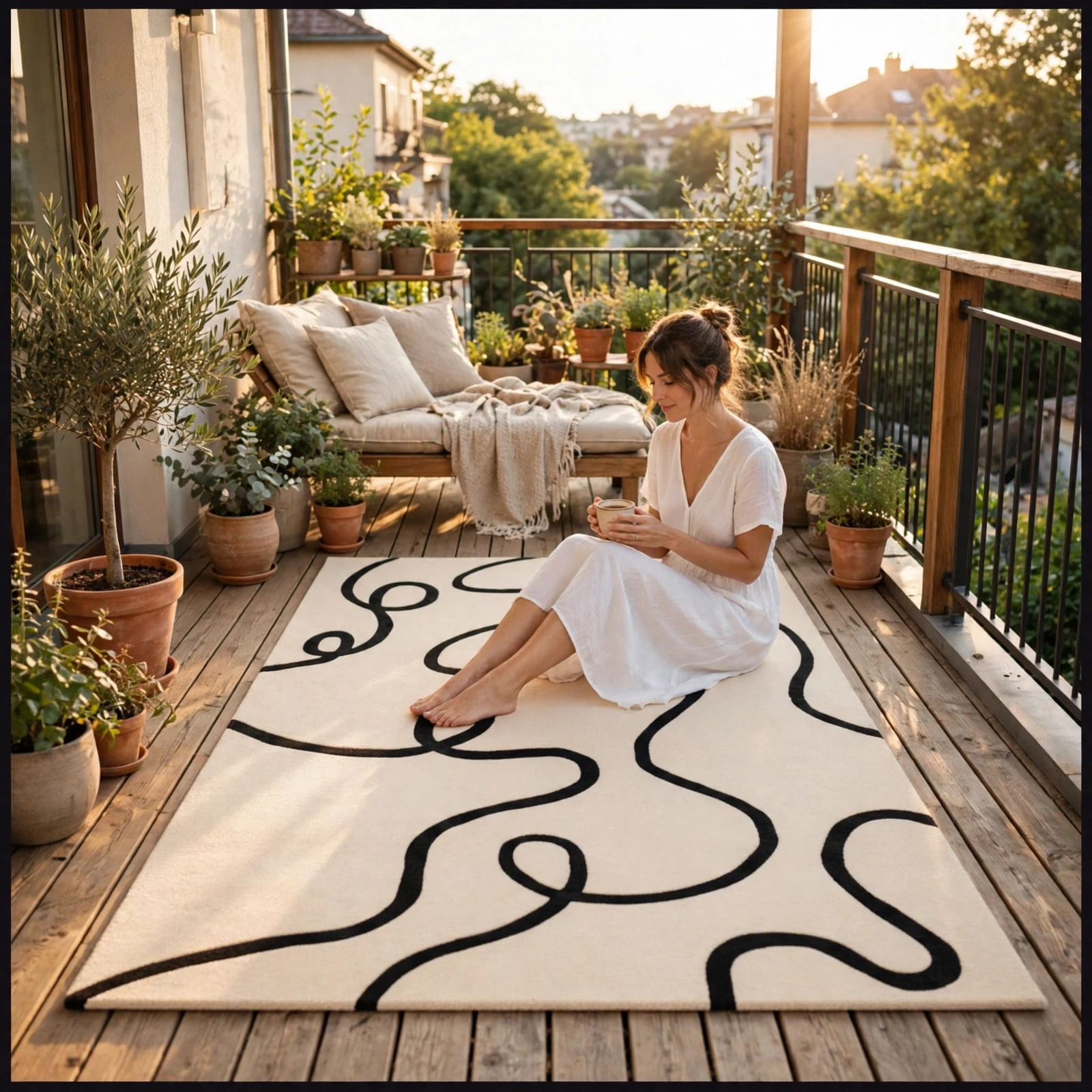 Contemporary Abstract New Zealand Wool Rug view 4