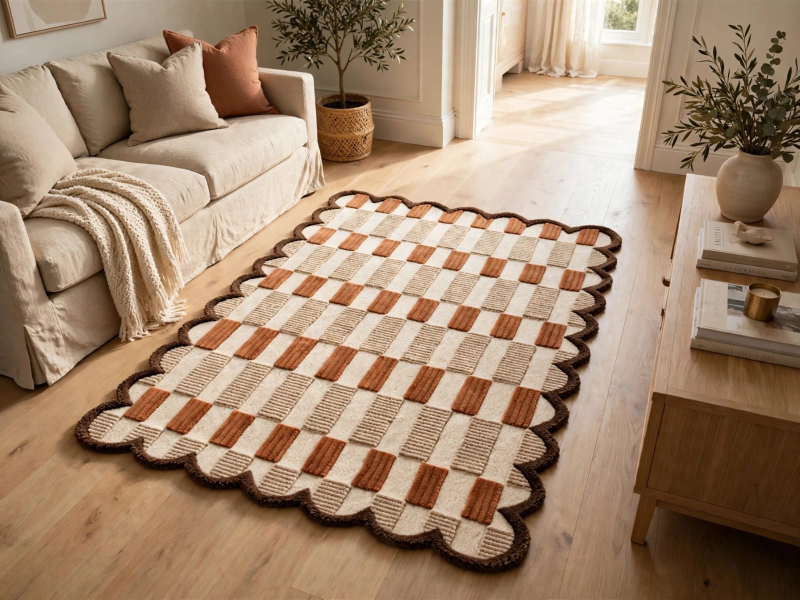 Geometric Checkered Rug-Handmade Rug view 2