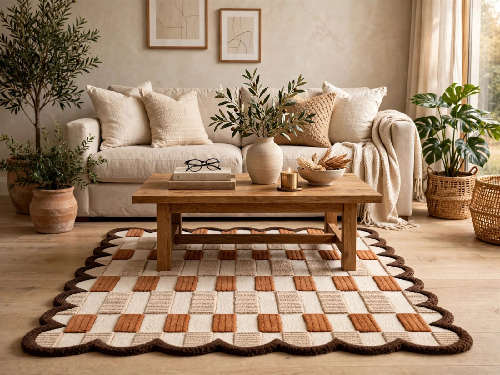 Geometric Checkered Rug-Handmade Rug view 3