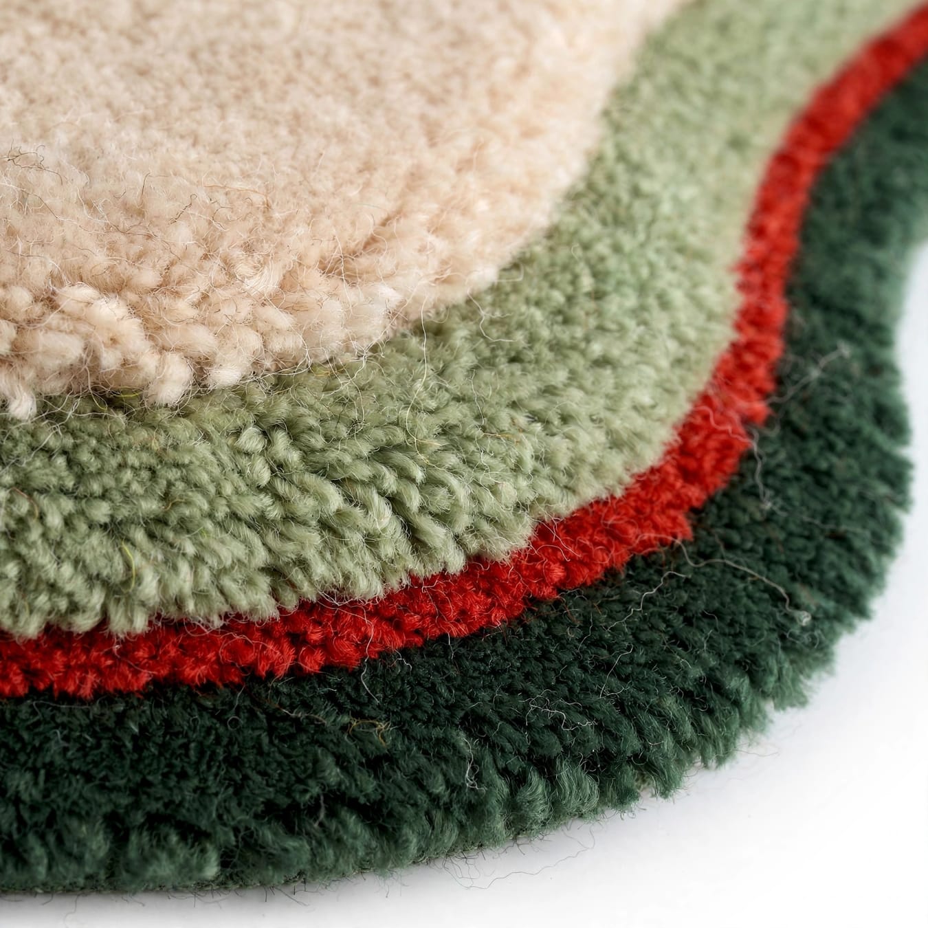 Organic Shape Hand-Tufted Wool Rug - Beige, Green & Red | ZoraCarpet view 6
