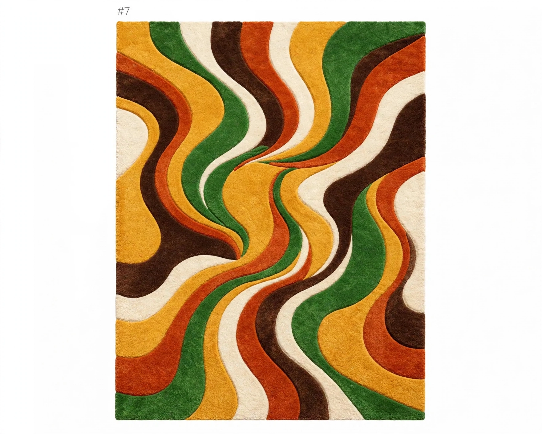 Multicolor Wavy Abstract Hand-Tufted Wool Rug